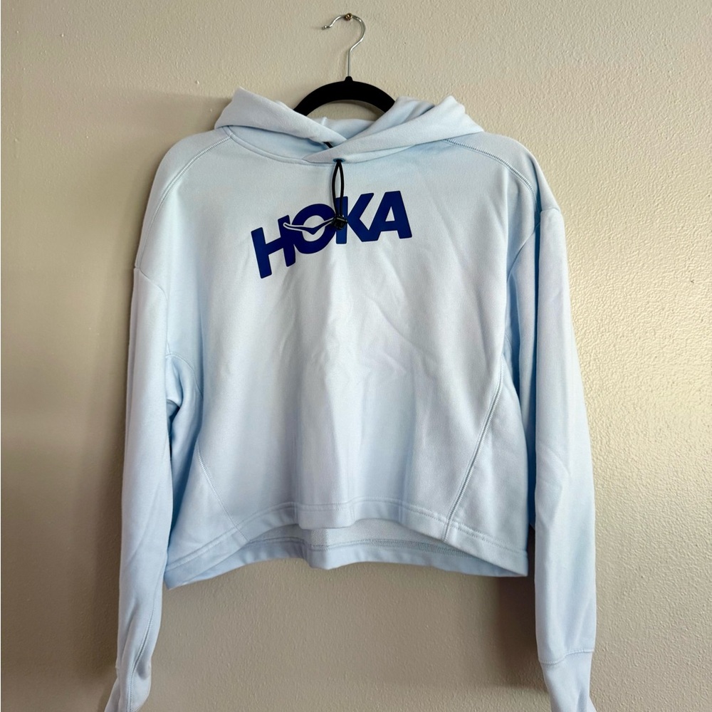 Hoka One One Pullover Hoodie Performance Top - Light Blue